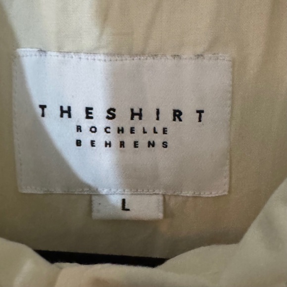The Shirt Rochelle Behrens Size Large Cream Cotton Button Up Boxy Blouse Top - Picture 6 of 6